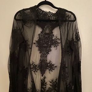 Sheer Long Sleeve Cover-up (shirt)